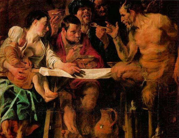 JORDAENS, Jacob : The Satyr and the Peasant china oil painting image